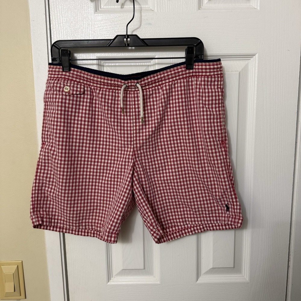 Polo Ralph Lauren Checkered Red And White Young Men's Swim Shorts XL(18-20)